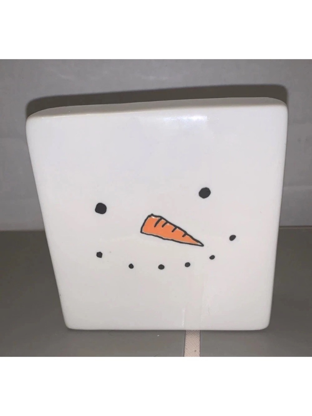 🎯 Rae Dunn STAY CHILL Snowman Face Ceramic Christmas Paperweight Tabletop Decor